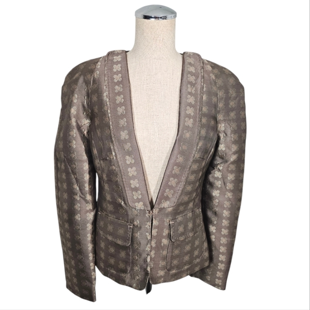 Chic Brown Blazer with Floral Design